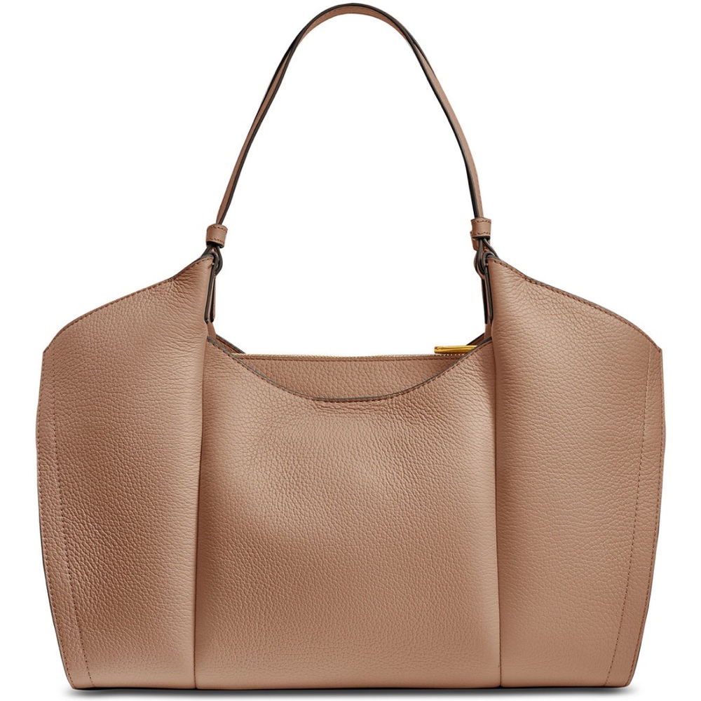 Elegant Tan Leather Tote Bag by Donna Karan